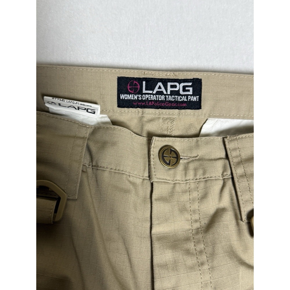 LAPG khaki Stretch Ops Tactical Pants cargo woman's fade resistant Size 8 long - Picture 5 of 16